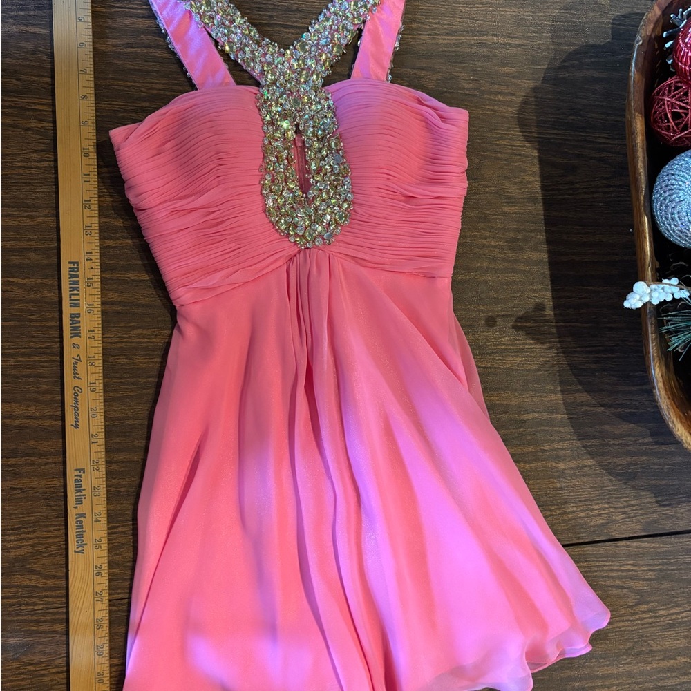 Sherri Hill banquet Pink Dress with silver and gold embellishments